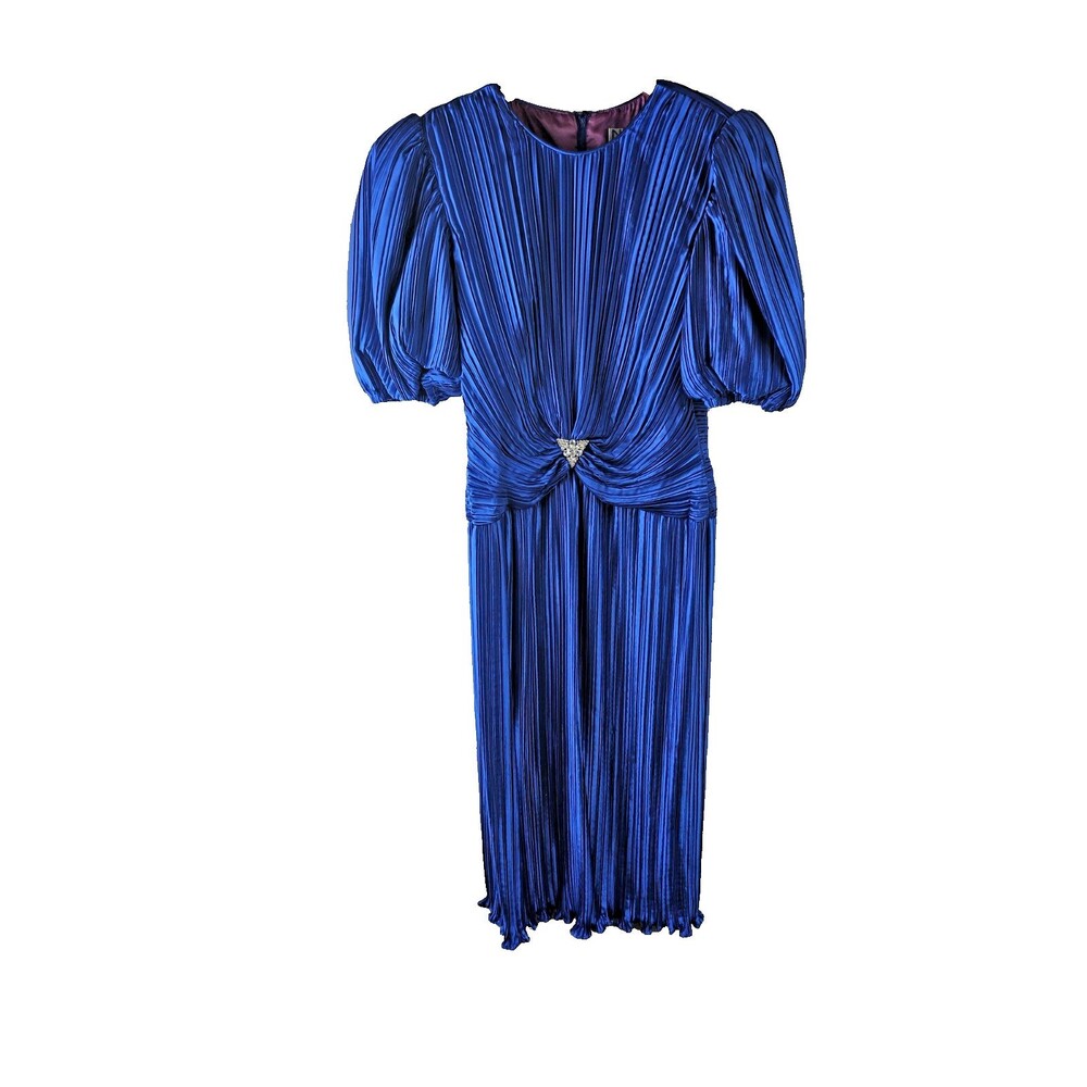 NUIT Plisse Formal Wear Dress Size 8 Royal Blue Mother Of The Bride